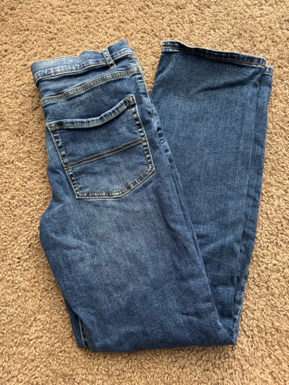 Place Relaxed Stretch Denim Jeans in Blue with Orange Tag - Picture 1 of 4